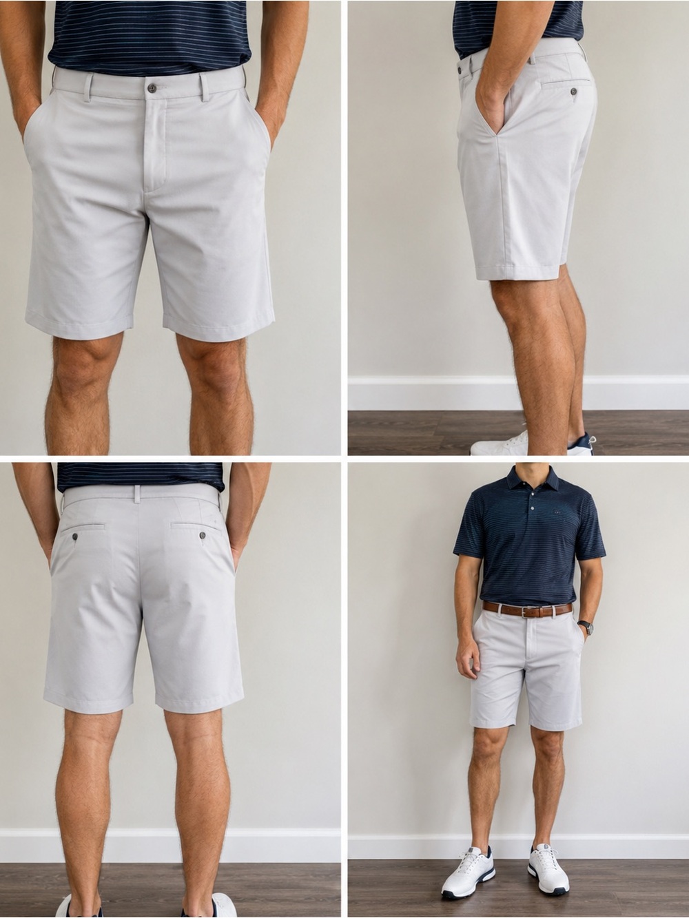 Pro Tour Men's Flat-Front Chino Shorts in Light Beige